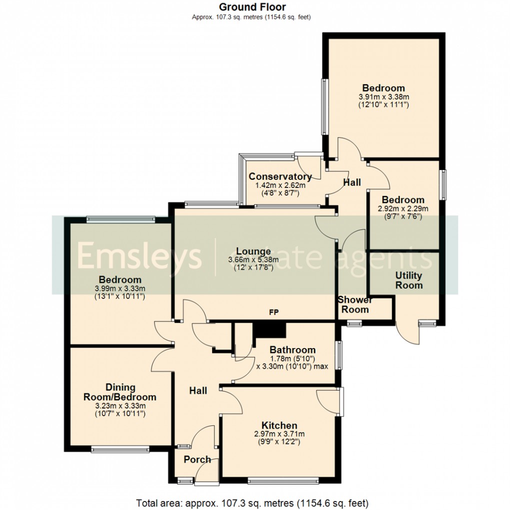 Floorplan for Betteras Hill Road, Hillam, North Yorkshire