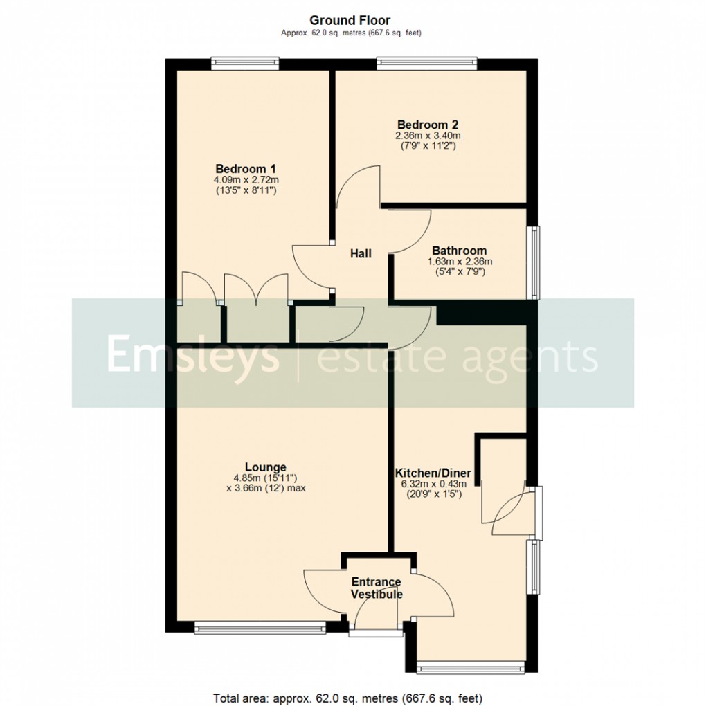 Floorplan for Oakwood Close, Church Fenton, Tadcaster