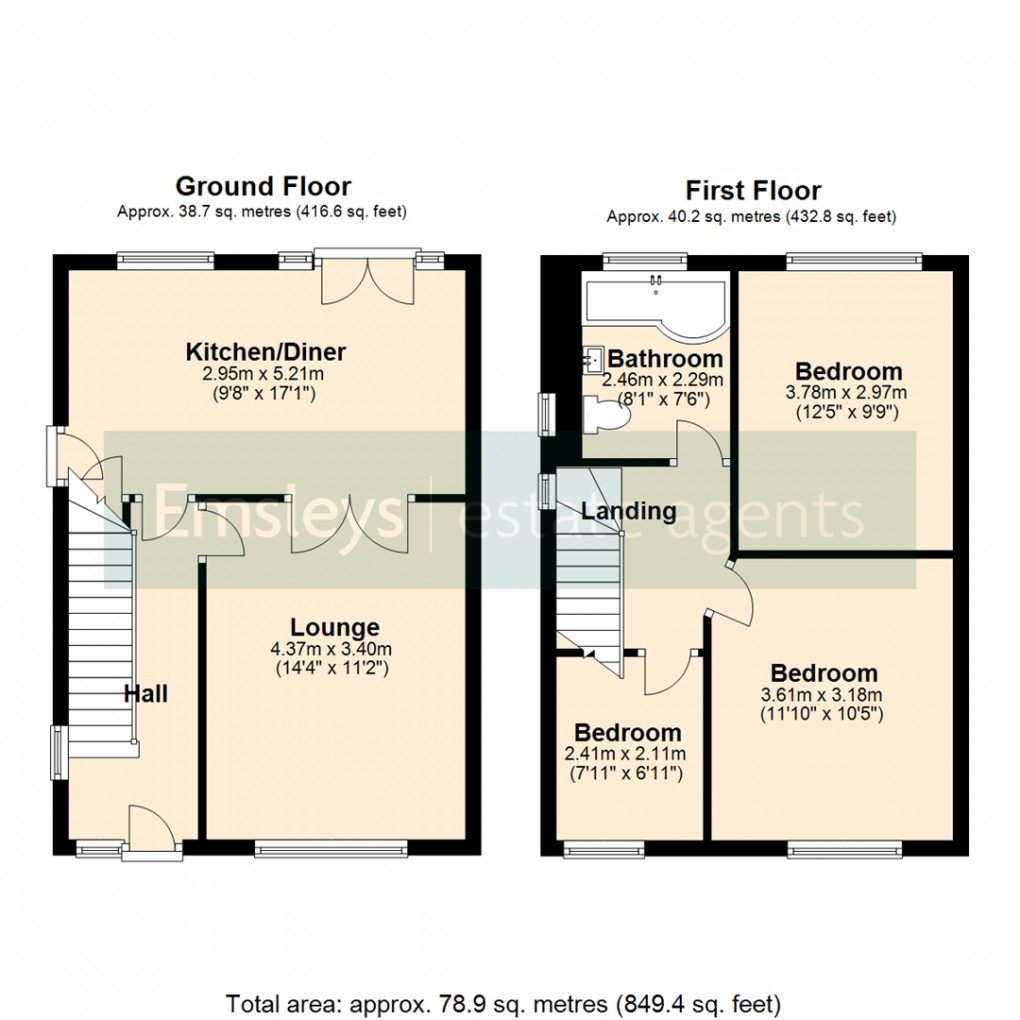 Floorplan for Moor Lane, Sherburn In Elmet, Leeds