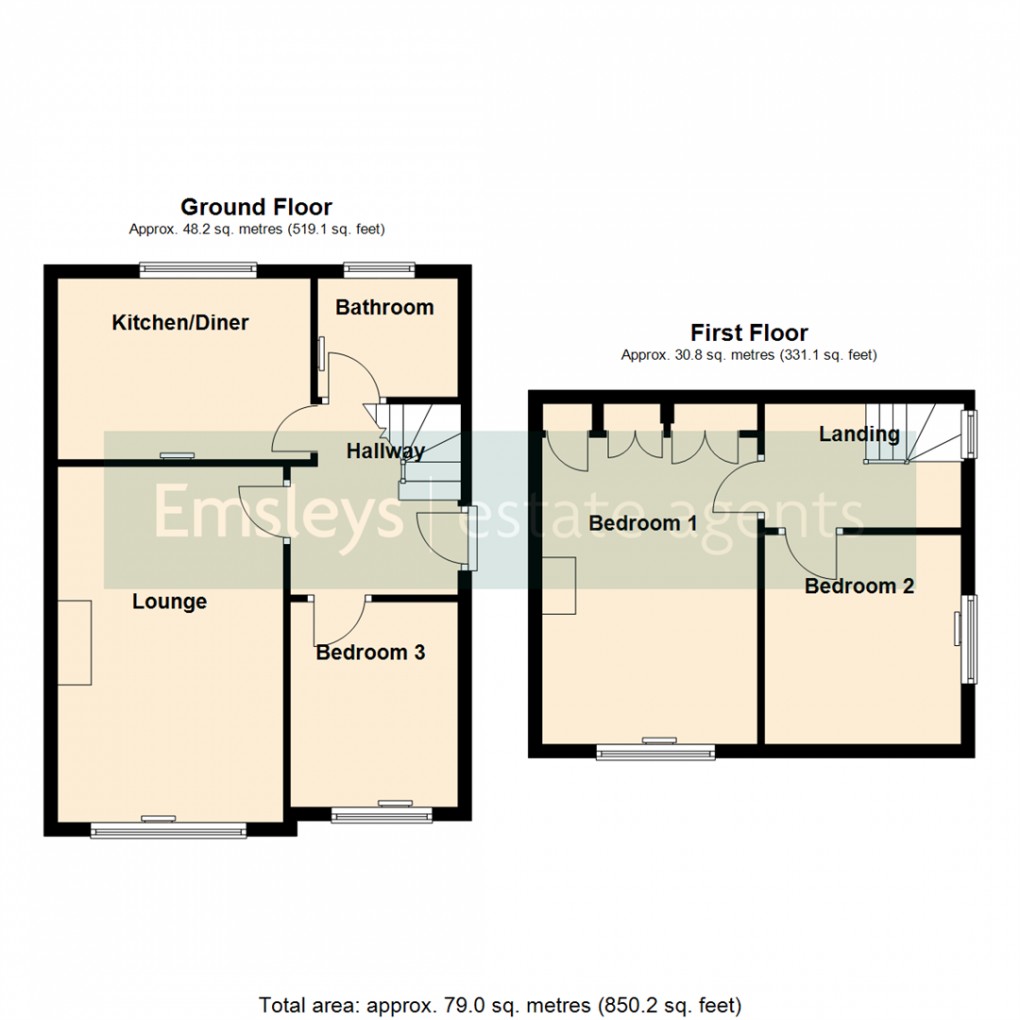 Floorplan for Whitecliffe Rise, Swillington, Leeds