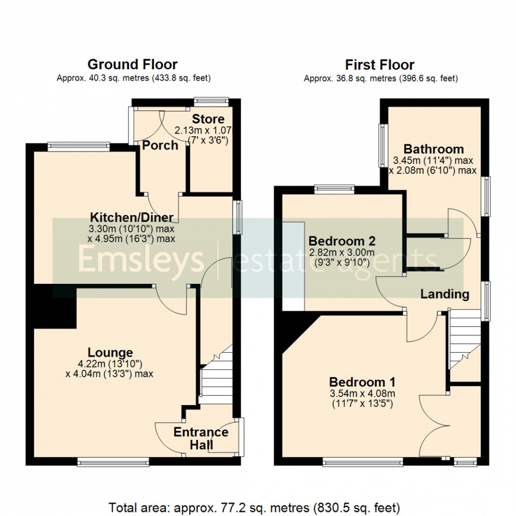 Floorplan for Dorts Crescent, Church Fenton, Tadcaster