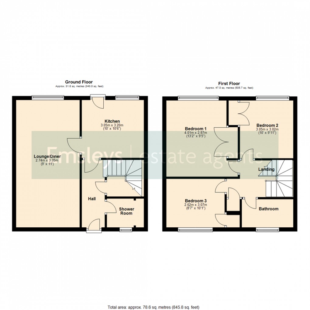 Floorplan for Brayton Place, Swarcliffe, Leeds 14