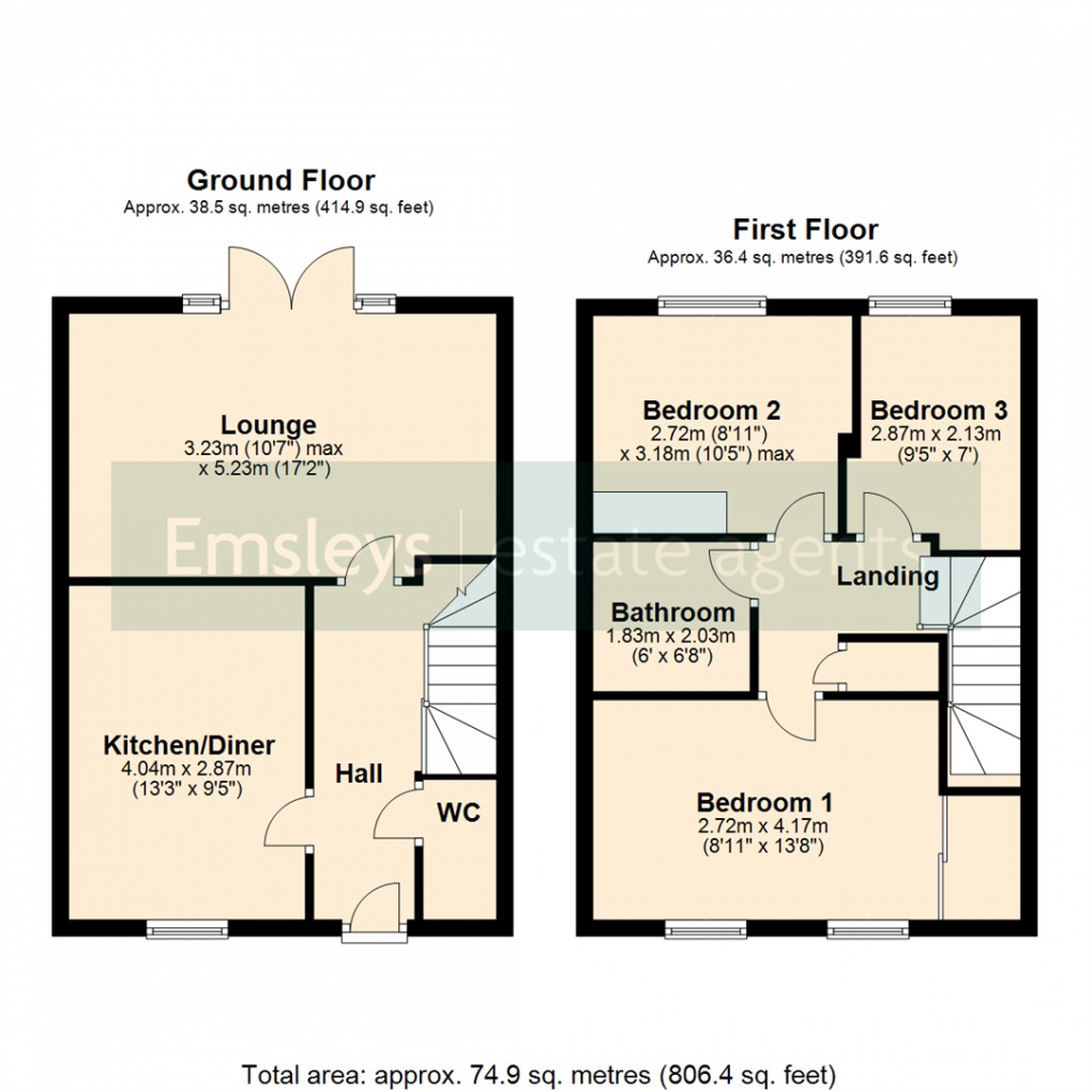 Floorplan for Hotspur Way, Sherburn in Elmet, Leeds, LS25 6QG