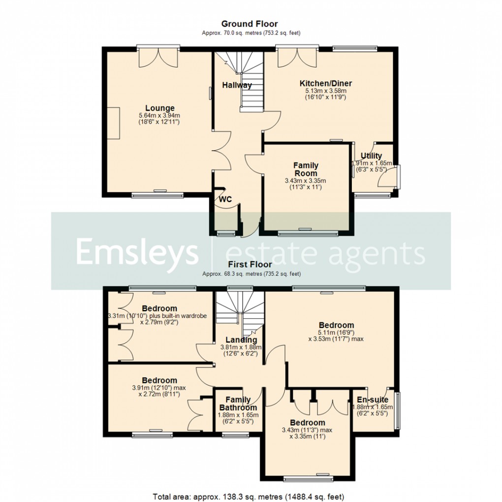 Floorplan for Oxford Drive, Kippax, Leeds