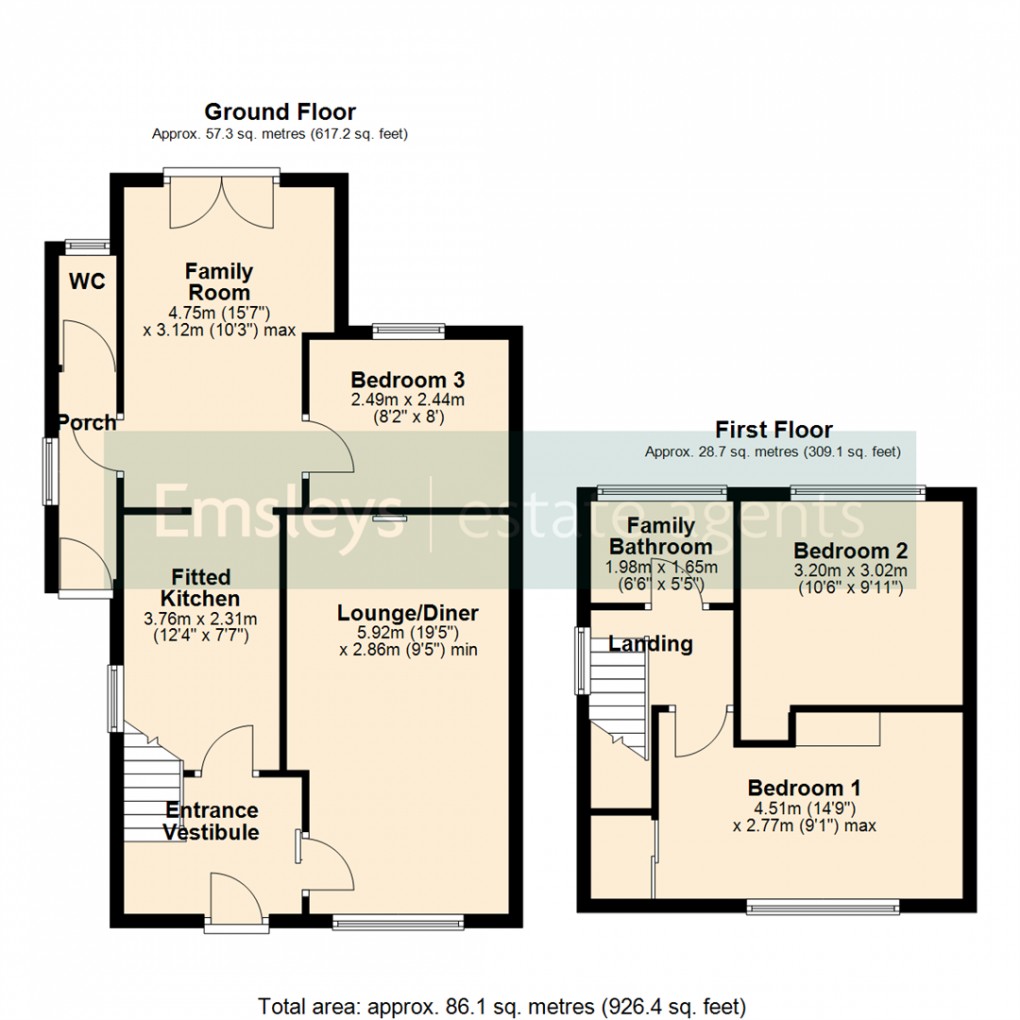 Floorplan for Goosefield Rise, Garforth, Leeds