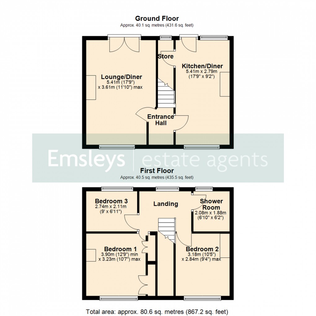 Floorplan for Park Avenue, Kippax Leeds