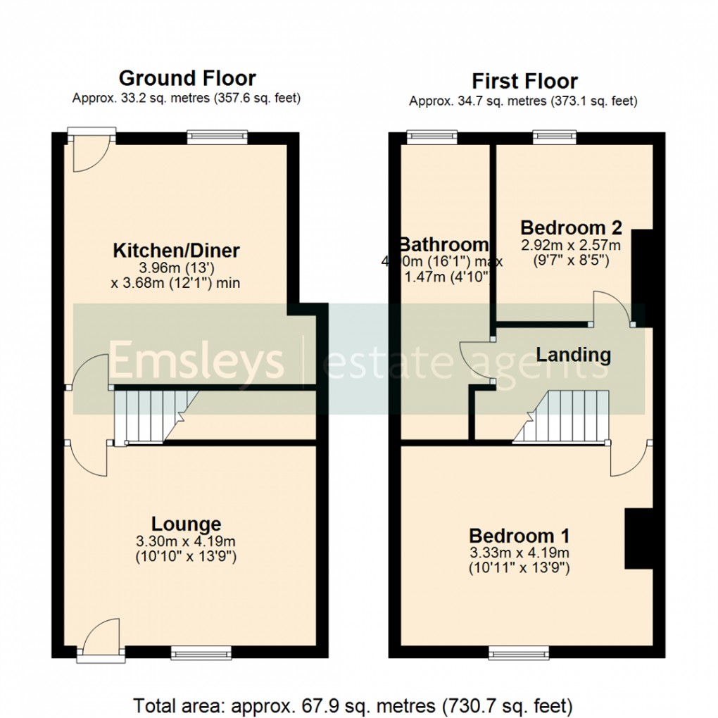 Floorplan for Oxford Street, East Ardsley, Wakefield