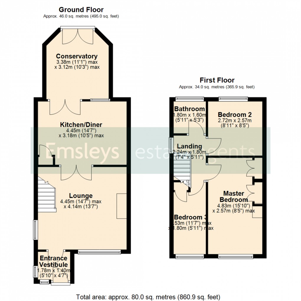 Floorplan for Acaster Drive, Garforth, Leeds