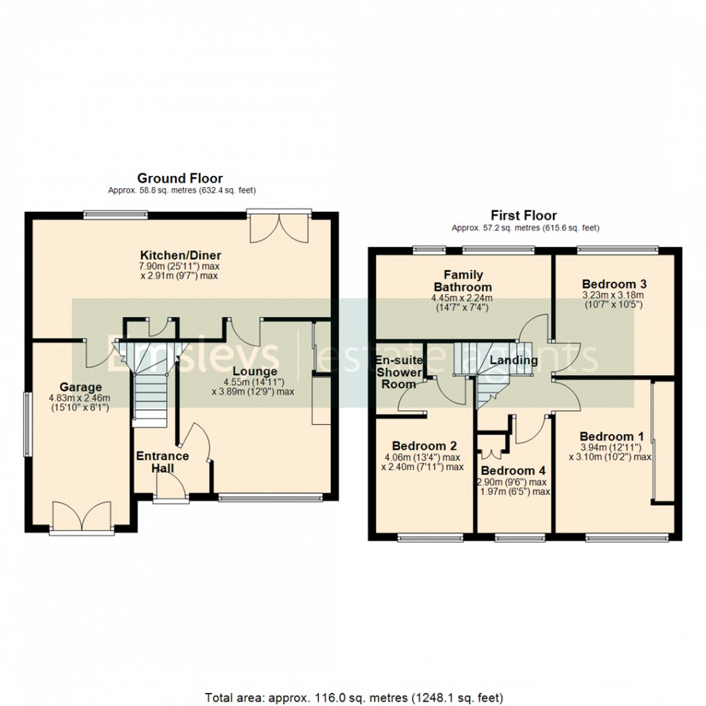 Floorplan for Oxford Drive, Kippax, Leeds