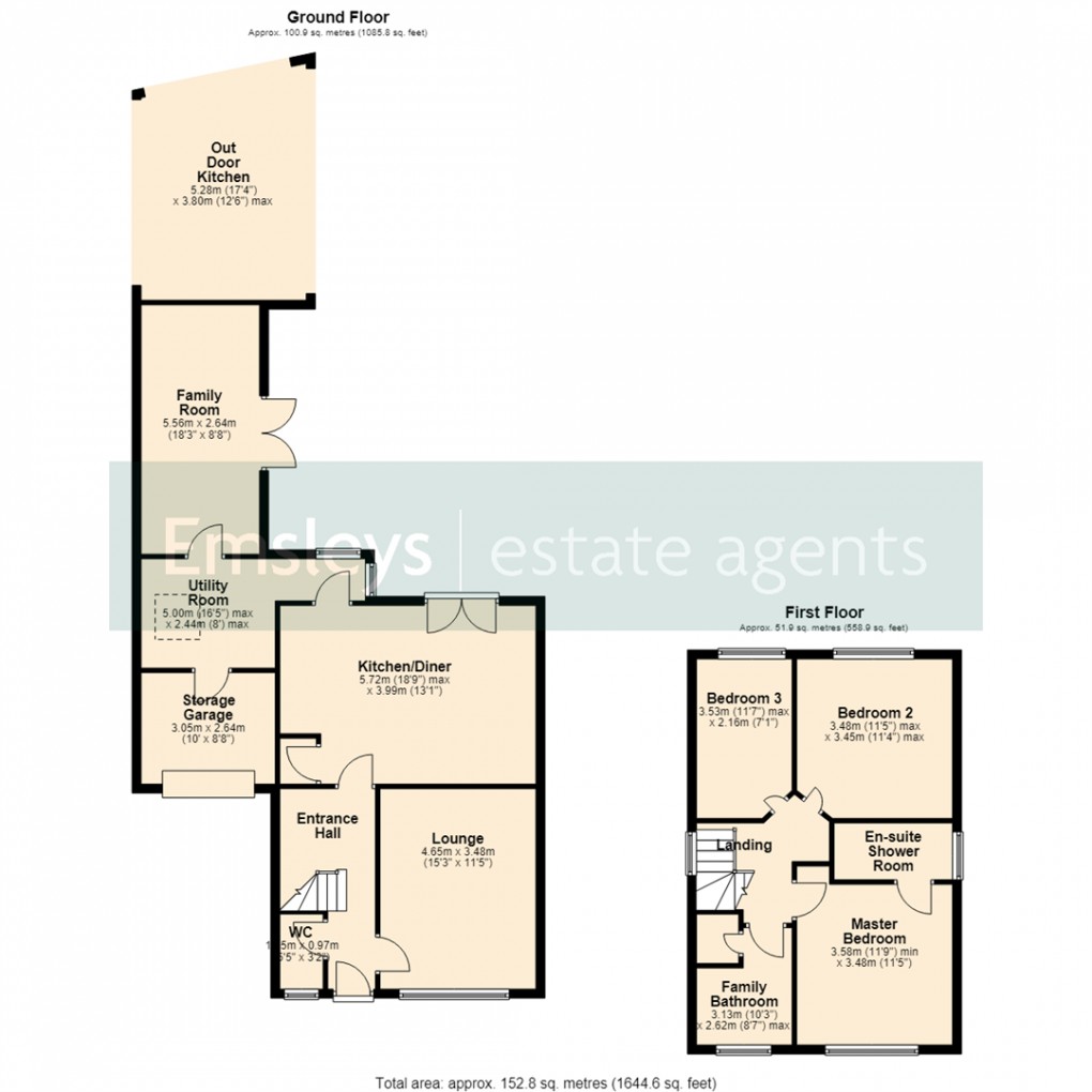 Floorplan for Blackthorn Avenue, Whinmoor Leeds