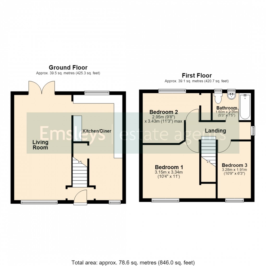 Floorplan for Manor Crescent, Rothwell, Leeds